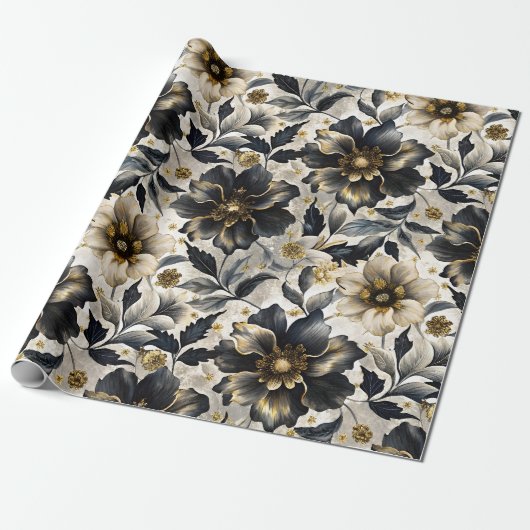 Fancy bloemen cadeaupapier (Uitgerold)