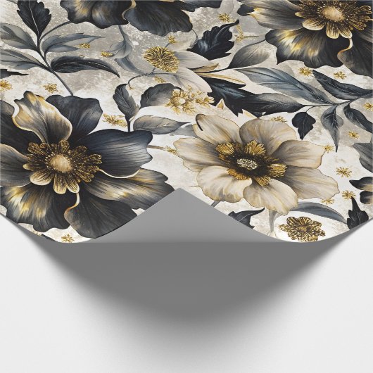 Fancy bloemen cadeaupapier (Hoek)