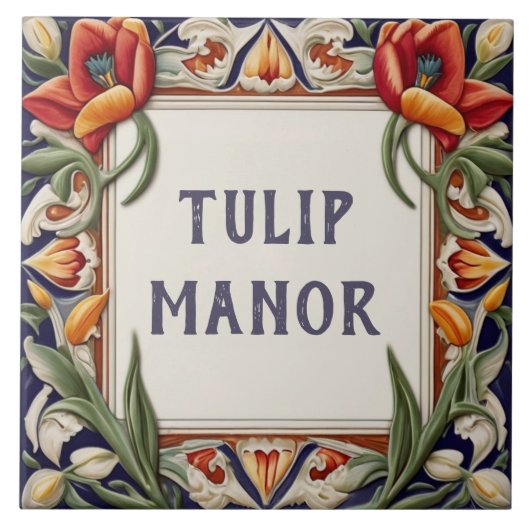 Fancy Bloemen Custom House Name Bord Sign Plaque Tegeltje (Voorkant)