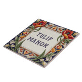 Fancy Bloemen Custom House Name Bord Sign Plaque Tegeltje (Zijkant)