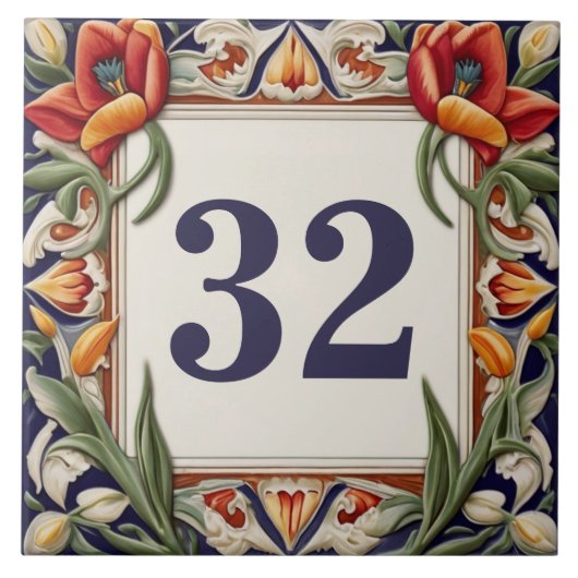 Fancy Bloemen Custom House Nummer Bord Teken Plaqu Tegeltje (Voorkant)