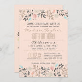 Fancy bloemen en diamanten 60e verjaardag kaart (Voorkant / Achterkant)