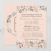 Fancy bloemen en diamanten 65ste verjaardag kaart (Voorkant / Achterkant)