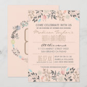 Fancy bloemen en diamanten 80e verjaardag kaart (Voorkant / Achterkant)