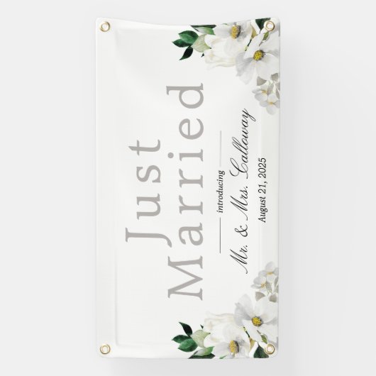 Fancy bloemen gewoon gehuwde autobanner spandoek (Verticaal)