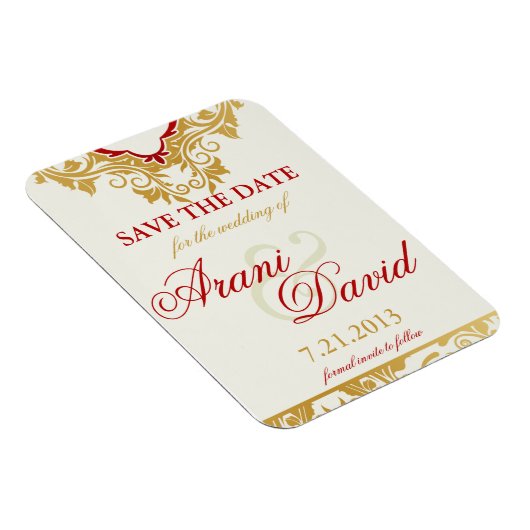 Fancy Bloemen Golden Save the Date Magnets Magneet (Rechterzijde)