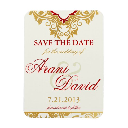 Fancy Bloemen Golden Save the Date Magnets Magneet (Verticaal)