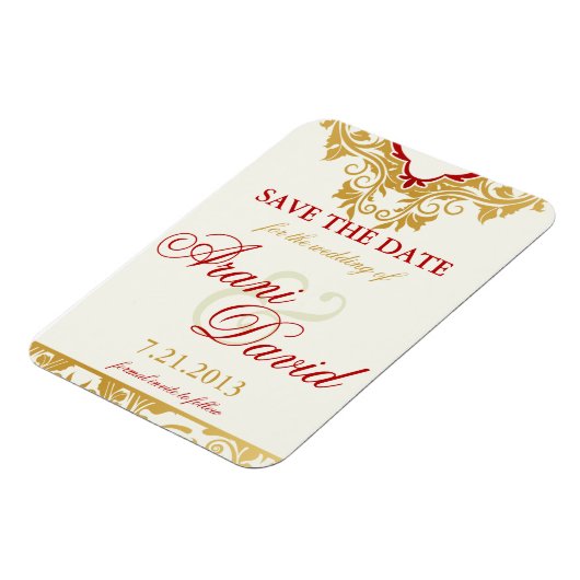 Fancy Bloemen Golden Save the Date Magnets Magneet (Linkerzijde)
