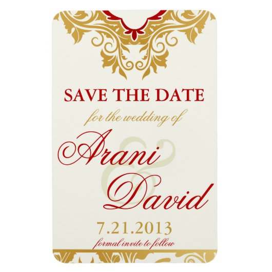 Fancy Bloemen Golden Save the Date Magnets Magneet (Verticaal)
