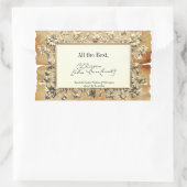 Fancy Bloemen Handtekening Auteur BookPlate Sjablo Rechthoekige Sticker (Tas)