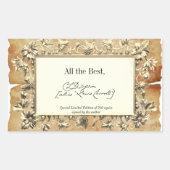 Fancy Bloemen Handtekening Auteur BookPlate Sjablo Rechthoekige Sticker (Voorkant)