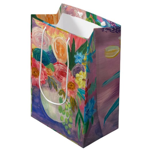 Fancy Bloemen medium geschenktas Cadeauzakje (Voorkant Gekanteld)