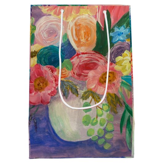 Fancy Bloemen medium geschenktas Medium Cadeauzakje (Achterkant)