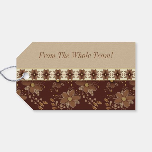 Fancy bloemen met bruinen cadeaulabel (Achterkant Horizontaal)