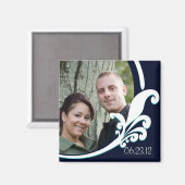 Fancy Bloemenmarine Witte Gepersonaliseerd magneet (Voorkant / Achterkant)