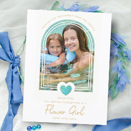 Fancy Bloemenmeisje Blue Heart Photo Voorstel Briefkaart