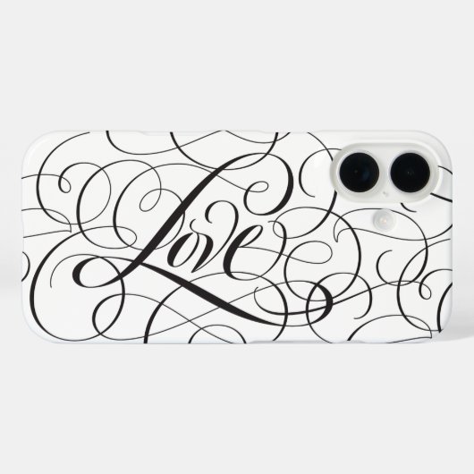 Fancy bloemige liefdeskalligrafie Case-Mate iPhone case (Achterkant (horizontaal))