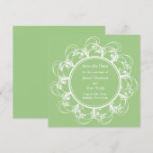 Fancy Bloemige Save the Date (groen) (Voorkant / Achterkant)