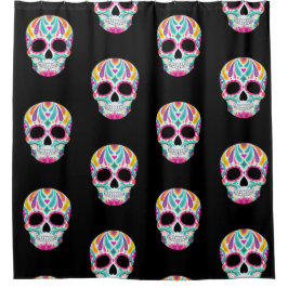 Fancy bloemige suikerschedel douchegordijn