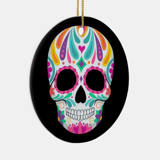 Fancy bloemige suikerschedel keramisch ornament (Rechts)