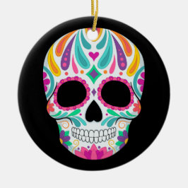 Fancy bloemige suikerschedel keramisch ornament