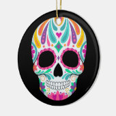 Fancy bloemige suikerschedel keramisch ornament (Links)