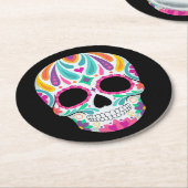 Fancy bloemige suikerschedel ronde kartonnen onderzetter (Gebogen)