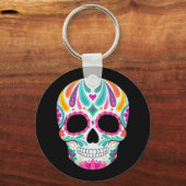 Fancy bloemige suikerschedel sleutelhanger (Achterkant)