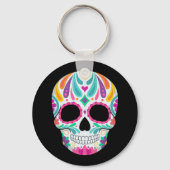 Fancy bloemige suikerschedel sleutelhanger (Achterkant)