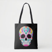 Fancy bloemige suikerschedel tote bag (Voorkant)