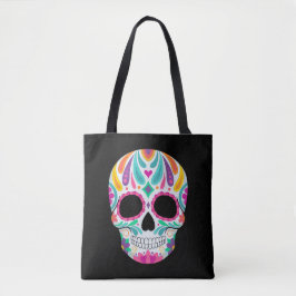 Fancy bloemige suikerschedel tote bag