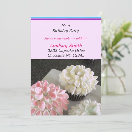 Fancy Bloemkoekjes Uitnodiging van de Partij van d (Staand voorkant)