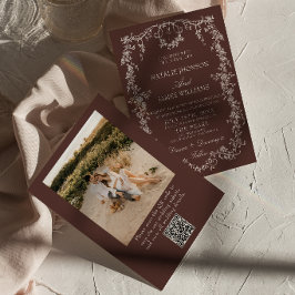 Fancy Bloemrijke Chocolade Bruine Foto QR Code Huw Kaart