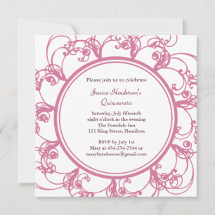 Fancy Bloemrijke Quinceanera Uitnodiging (roze)