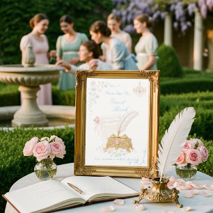 Fancy Bloemrijke Regency Tijdperk Gastboek Handte Kaart