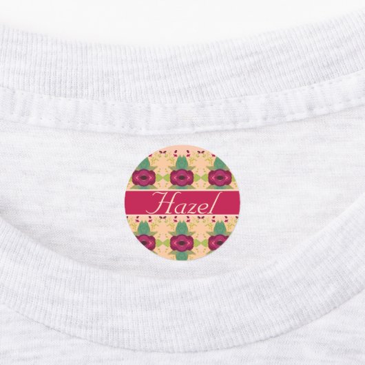 Fancy bloemstrijkijzer op designer labels (Aangebracht)