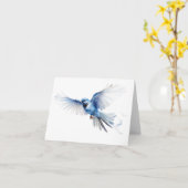 Fancy Blue Bird Flying BLANK Kaart (Gele Bloem)