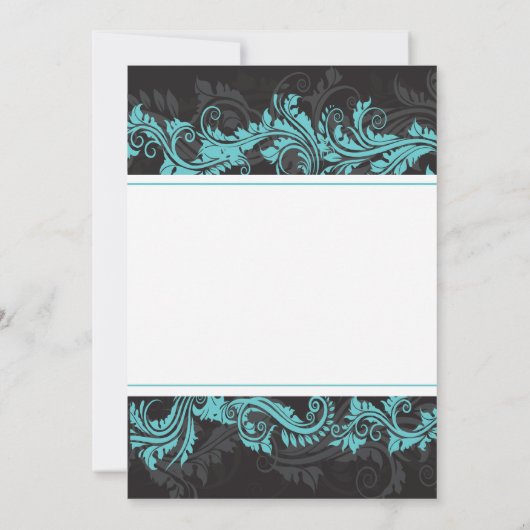 Fancy Blue Black Damask Bridal Shower-uitnodiging Kaart (Achterkant)