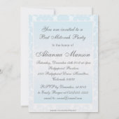 Fancy Blue Damask Bat Mitzvah Uitnodiging (Achterkant)