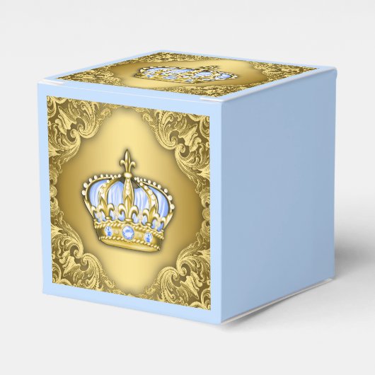 Fancy Blue en Gold Prince Bedankdoosjes (Voorkant Zijde)