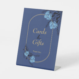 Fancy Blue Flower Trouwkaarten en geschenken Reclamebord Met Voetstuk
