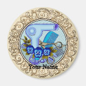 Fancy Blue Pansy Beautician Magneet (Voorkant)