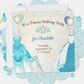 Fancy Blue Princess Dresses Birthday Uitnodiging
