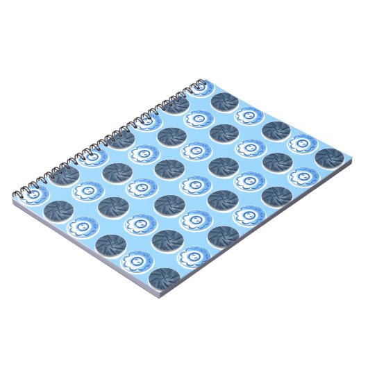 Fancy Blue Sewing Buttons on Light Blue Pattern Notitieboek (Linkerzijde)