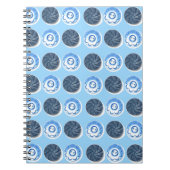 Fancy Blue Sewing Buttons on Light Blue Pattern Notitieboek (Voorkant)