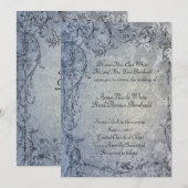 Fancy Blue Shabby Damask Vintage Wedding Kaart (Voorkant / Achterkant)