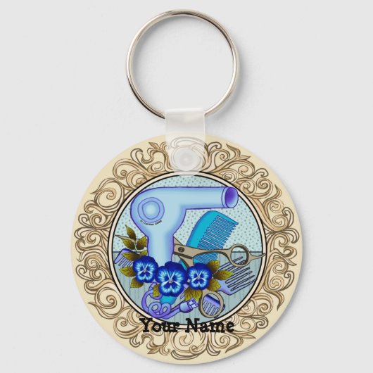 Fancy Blue Viooltje Schoonheidsspecialiste  Sleutelhanger (Voorkant)