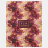Fancy Blush Bourgogne Goud Bloemen Custom Gooi Fleece Deken (Voorkant)