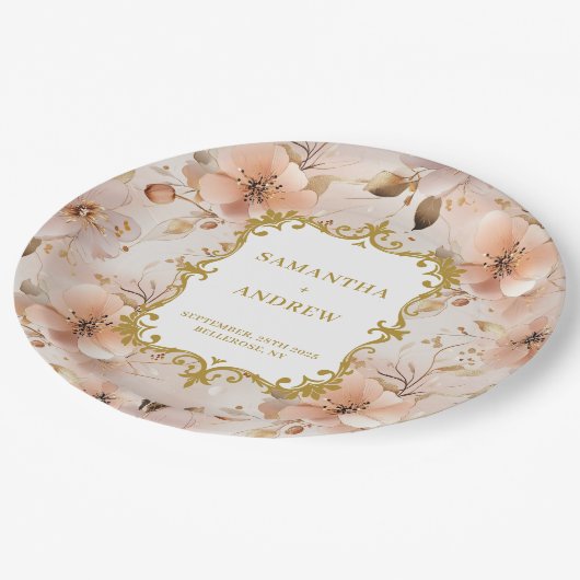Fancy Blush Gold Trouwpapier Borden Papieren Bordje (Gekanteld)