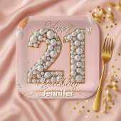 Fancy Blush Pink and Pearl Gold 21st Birthday Papieren Bordje